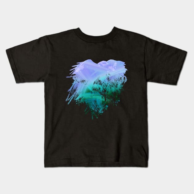 Abstract Art - Teal Falcon Heart Kids T-Shirt by BrightBeak